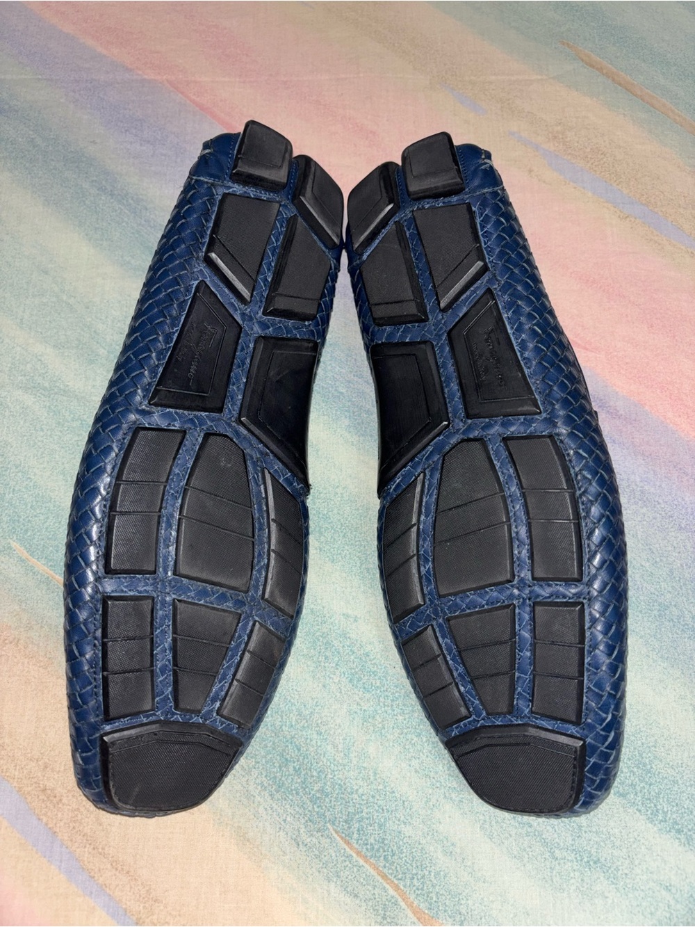 Size 13 Salvatore Ferragamo Parigi Gancini Logo  Blue Leather Drivers RARE!$$895 - Picture 7 of 12